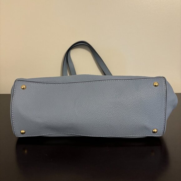 Lauren Ralph Lauren Blue Leather Embossed Logo and Anchor Tote - Picture 8 of 11